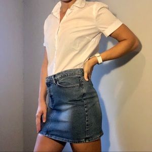 LOFT Short Cap Sleeve White Button Down Medium